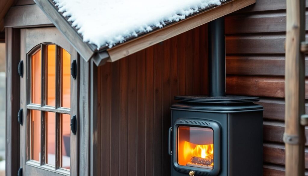 Holzheizung im Gartenhaus