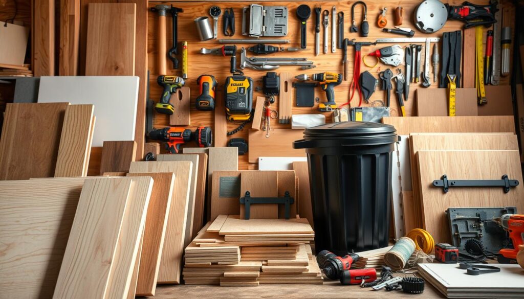 Materialauswahl für Mülltonnenbox