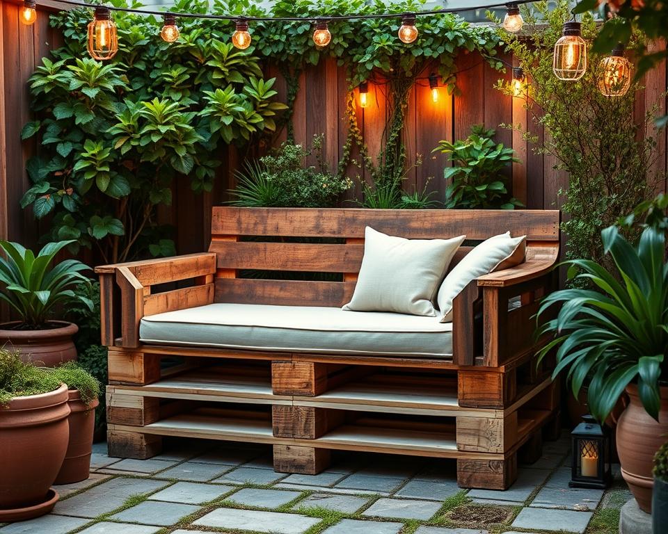 Palettensofa mit Lehne